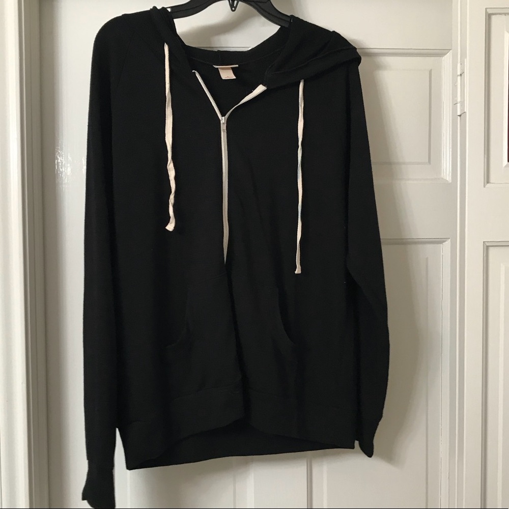 Black lightweight zip-up hoodie